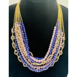 Talbots Gold Tone Layered Purple‎ Lavender 9 Strand Necklace
